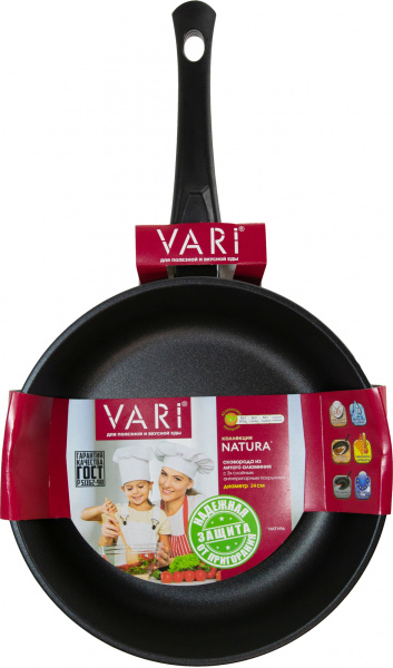 Сковорода Vari GR31224 круглая 24см покрытие: антипригарное ручка съемная (без крышки) черный (GR31224)