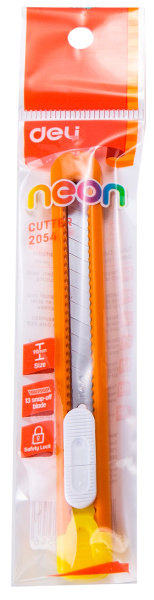 Нож канцелярский Deli E2054 шир.лез.9мм фиксатор ассорти