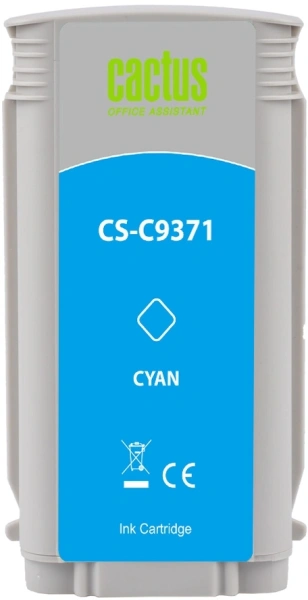 Картридж струйный Cactus CS-C9371 №72 фото голубой (130мл) для HP DJ T610/T620/T770/T1100/T1100/T1120/T1200