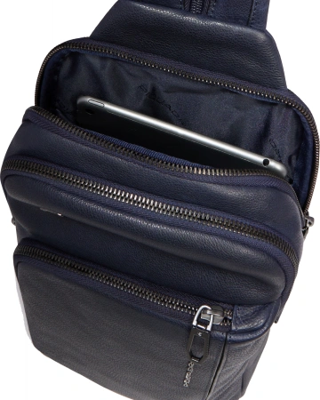 Рюкзак слинг мужской Piquadro Cronus CA6686S134/BLU синий кожа