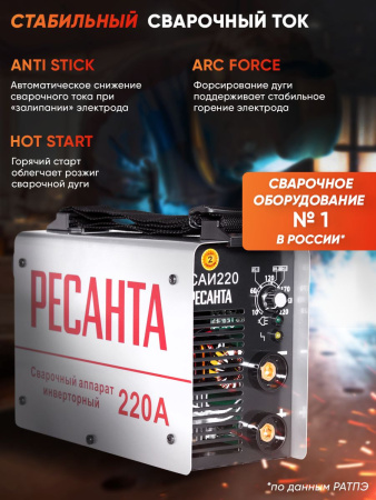 Сварочный аппарат Ресанта САИ-220 инвертор ММА DC