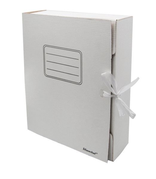 Папка архивная 2 завязки Silwerhof ПАЗ-75БЕЛЫЙ микрогофрокартон корешок 75мм 250x325x75мм белый