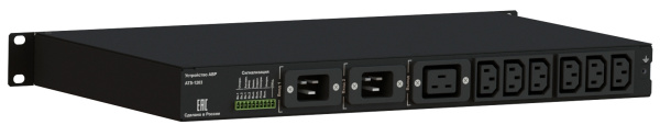 АВР Elemy ATS-1203/16/S/E/DO 1U 19" ввод:2xС20 выход:1xC19-6xС1316A черный