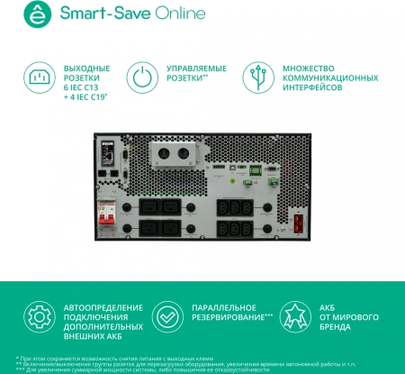 Источник бесперебойного питания Systeme Electriс SRT SRTSE5KRTXLIEC-NC 5000Вт 5000ВА черный
