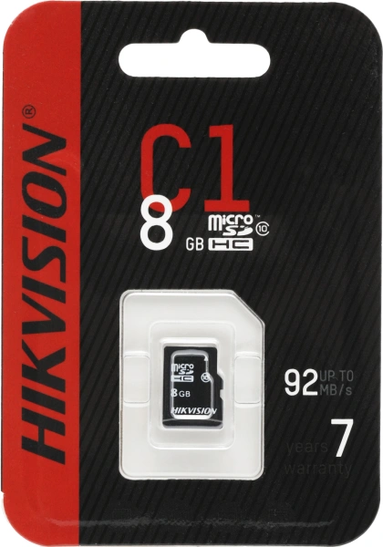 Флеш карта microSDHC 8Gb Class10 Hikvision HS-TF-C1(STD)/8G/ZAZ01X00/OD C1 w/o adapter