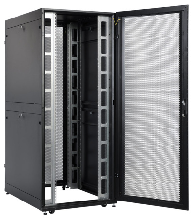 Шкаф серверный ЦМО (ШТК-СП-42.8.10-48АА-9005) напольный 42U 800x930мм пер.дв.перфор. задн.дв.перфор.2-хст. 2 бок.пан. 1350кг черный 690мм 180град. 1950мм