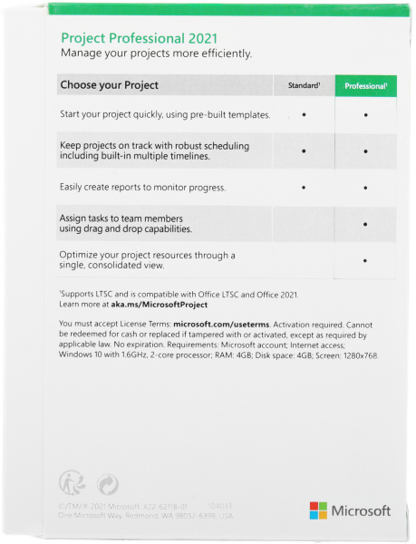 Офисное приложение Microsoft Project Professional 2021 Win English Medialess P8 (H30-05950)