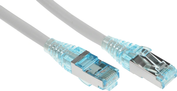 Патч-корд Hyperline PC-LPM-STP-RJ45-RJ45-C6-1M-LSZH-GY PC-LPM-STP-RJ45-RJ45-C6-1M U/FTP инд. экран пар RJ-45 вил.-вилка RJ-45 кат.6 1м серый LSZH (уп.:1шт) 26AWG