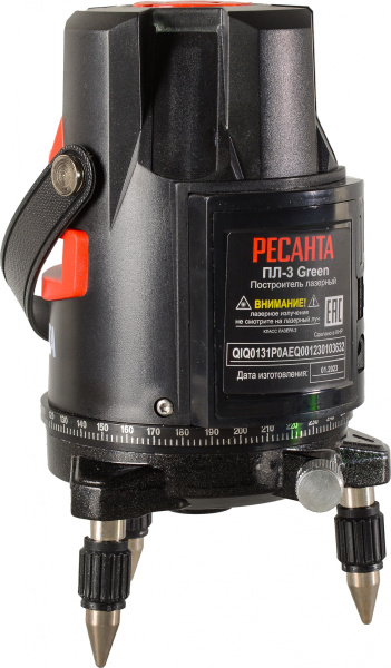 Нивелир лазерн. Ресанта ПЛ-3 Green 2кл.лаз. 550нм цв.луч. зеленый 3луч. (61/10/530)