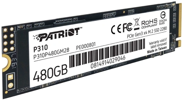 Накопитель SSD Patriot PCIe 3.0 x4 480GB P310P480GM28 P310 M.2 2280