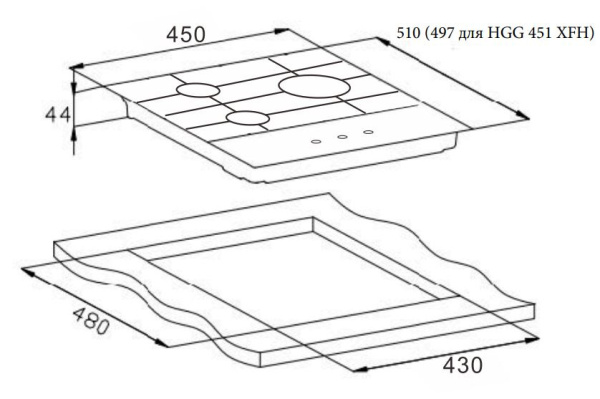 Газовая варочная поверхность Weissgauff HGG 451 BFh черный