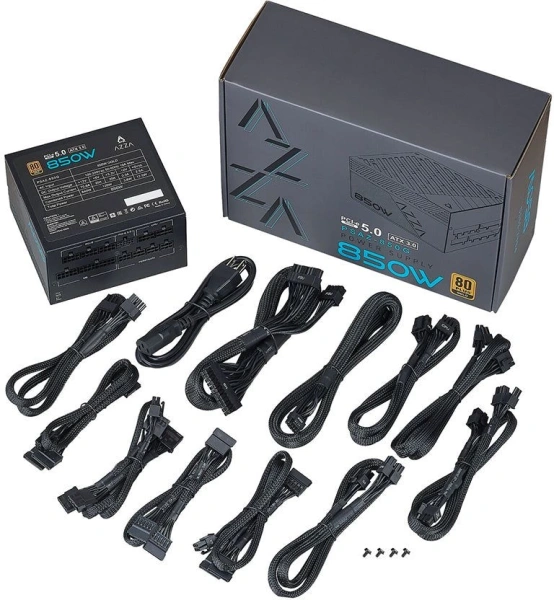 Блок питания Azza ATX 850W PSAZ-850G 80+ gold 24pin APFC 120mm fan 9xSATA Cab Manag RTL