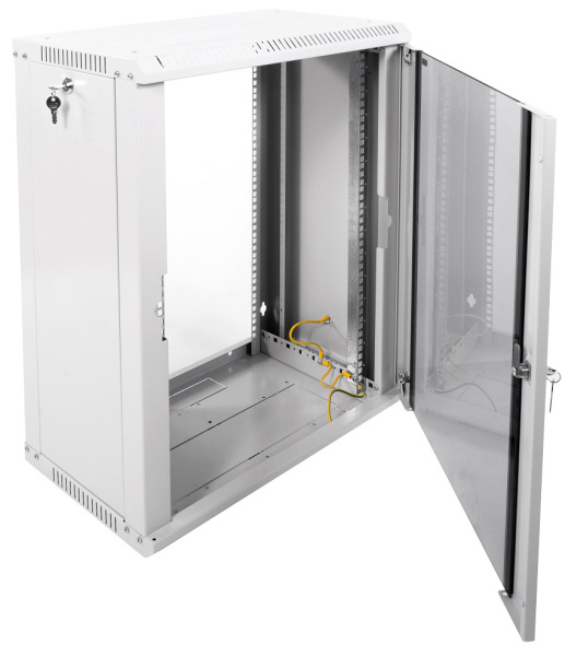 Шкаф коммутационный ЦМО ШРН-ЭКОНОМ (ШРН-Э-15.350) настенный 15U 600x350мм пер.дв.стекл задн.дв.стал.лист 85кг серый 300мм 746мм