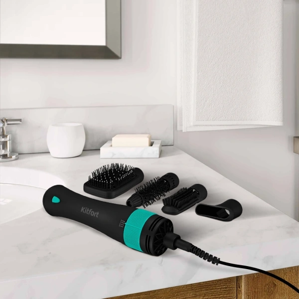Фен-щетка Kitfort КТ-3236-2 1000Вт бирюзовый/черный