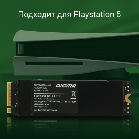 Накопитель SSD Digma PCI-E 4.0 x4 1Tb DGST4001TG33T Top G3 M.2 2280
