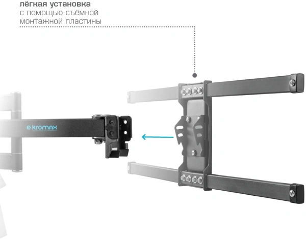 Кронштейн для телевизора Kromax CORBEL-8 титан 32"-75" макс.55кг настенный поворот и наклон