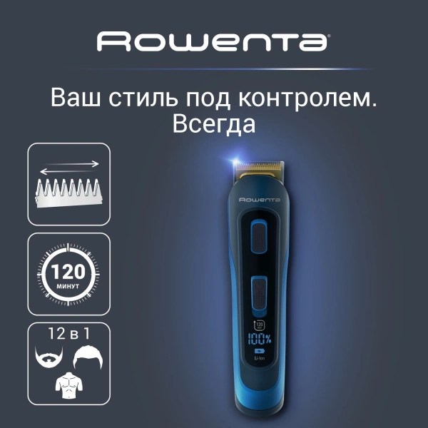 Триммер Rowenta Selectium TN9460F4 синий (насадок в компл:13шт)