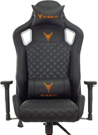 Кресло игровое Knight Outrider черный ромбик эко.кожа с подголов. крестов. металл