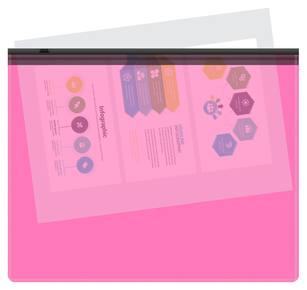 Папка на молнии ZIP Бюрократ Double Neon DNEBPM5APINKBL A5 полипропилен 0.15мм розовый цвет молнии черный