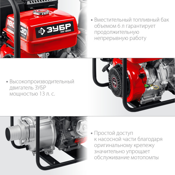 Мотопомпа Зубр Мастер МПГ-1800 1800л/мин для гряз.воды