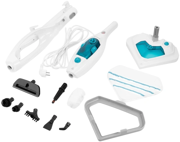 Швабра паровая Kitfort КТ-3908 1300Вт белый/бирюзовый