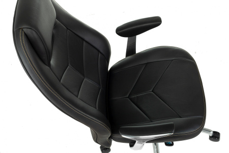 Кресло руководителя Бюрократ _Zen черный кожа крестов. алюминий