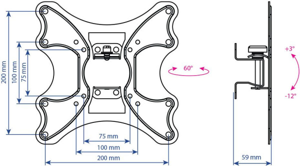 Кронштейн для телевизора Kromax GALACTIC-11 черный 15"-42" макс.20кг настенный поворот и наклон