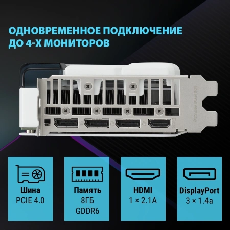 Видеокарта Asus PCI-E 4.0 DUAL-RTX4060TI-O8G-WHITE NV RTX4060TI 8Gb 128bit GDDR6 2565/18000/HDMIx1/D