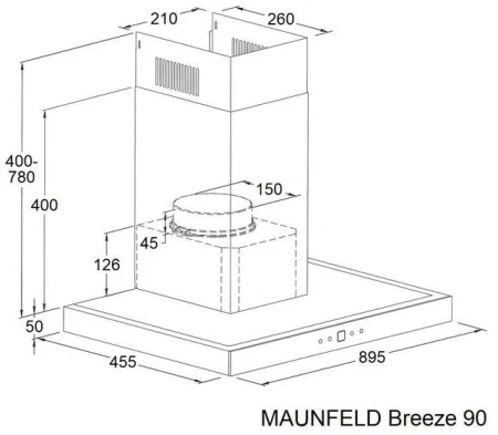 Вытяжка каминная Maunfeld Breeze 90 Inox нержавеющая сталь управление: сенсорное (1 мотор)