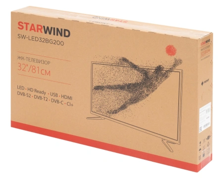 Телевизор LED Starwind 32" SW-LED32BG200 Frameless черный HD 60Hz DVB-T DVB-T2 DVB-C DVB-S DVB-S2 USB