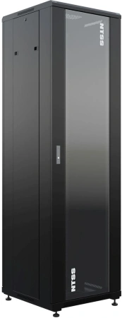 Шкаф коммутационный NTSS Премиум (NTSS-R42U6060GS-BL) напольный 42U 600x600мм пер.дв.стекл металл 900кг черный 510мм 86кг 1987мм IP20 сталь