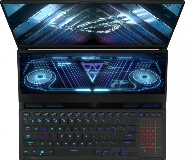 Ноутбук Asus ROG Zephyrus Duo 16 GX650PY-NM083W Ryzen 9 7945HX 32Gb SSD2Tb NVIDIA GeForce RTX4090 16Gb 16" IPS WQXGA (2560x1600) Windows 11 Home black WiFi BT Cam (90NR0BI1-M004V0)