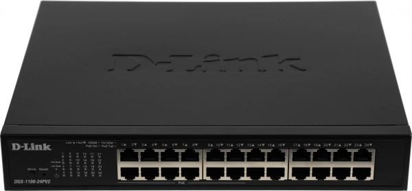 Коммутатор D-Link DGS-1100-24PV2/A 24G 12PoE+ 100W управляемый