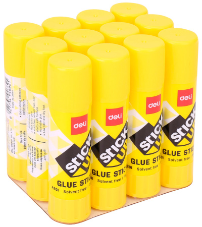 Клей-карандаш Deli EA20110 15гр корп.желтый ПВП дисплей картонный усиленный Stick UP