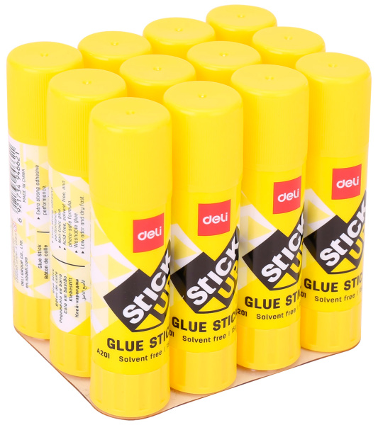 Клей-карандаш Deli EA20110 15гр корп.желтый ПВП дисплей картонный усиленный Stick UP