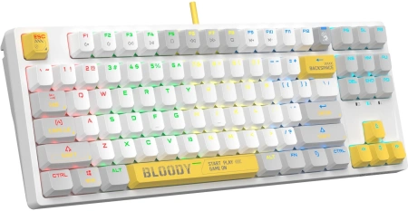 Клавиатура A4Tech Bloody S87 Energy механическая белый/желтый USB for gamer LED (S87 USB ENERGY WHIT