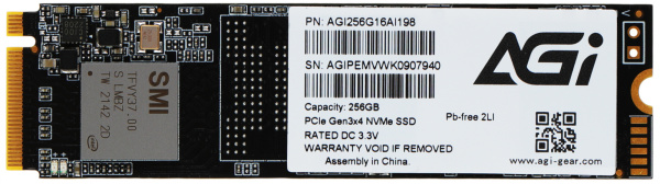 Накопитель SSD AGi PCIe 3.0 x4 256GB AGI256G16AI198 AI198 M.2 2280