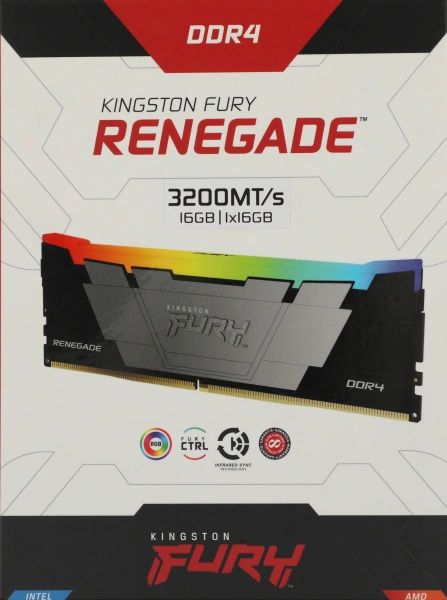Память DDR4 16GB 3200MHz Kingston KF432C16RB12A/16 Fury Renegade RGB RTL Gaming PC4-25600 CL16 DIMM