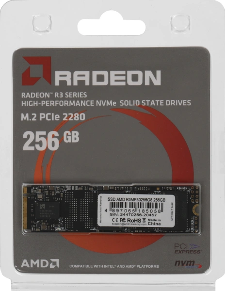Накопитель SSD AMD PCIe 3.0 x4 256GB R3MP30256G8 Radeon M.2 2280