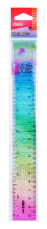 Линейка Deli EH653 пластик дл.20см ассорти