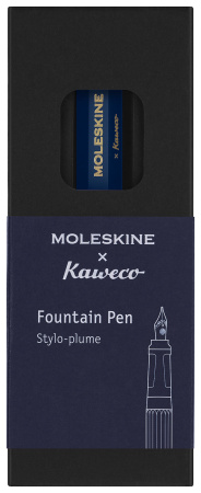 Ручка перьев. Moleskine Kaweco (KAWFOUNTPENMBLUE) синий M сталь нержавеющая/позолота син. черн. подар.кор.