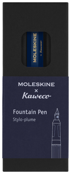 Ручка перьев. Moleskine Kaweco (KAWFOUNTPENMBLUE) синий M сталь нержавеющая/позолота син. черн. подар.кор.