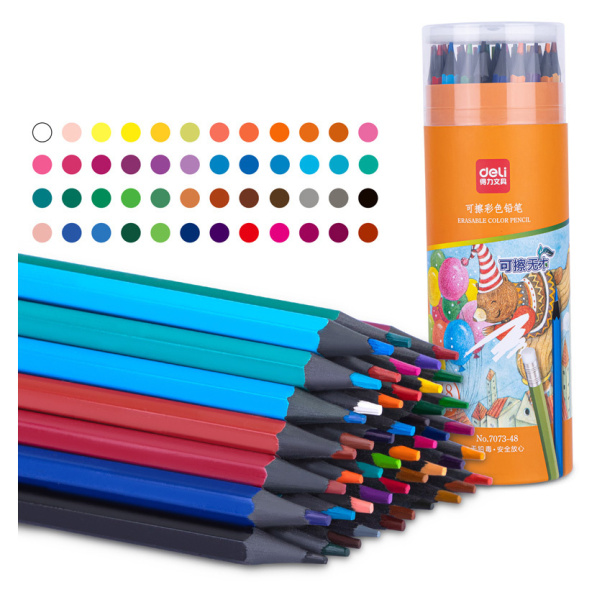 Карандаш цв. Deli 7073-48 пластик 48цв. туба пл. ластик