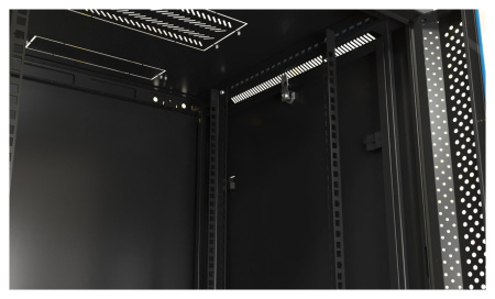 Шкаф коммутационный Hyperline (TWB-0645-SR-RAL9004) настенный 6U 600x450мм пер.дв.стал.лист 60кг черный 275мм 180град. 367мм IP20 сталь