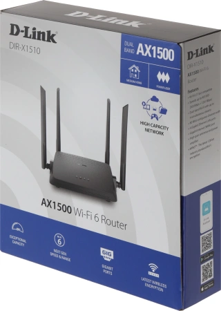 Роутер беспроводной D-Link DIR-X1510/RU/R1A AX1500 10/100/1000BASE-TX черный