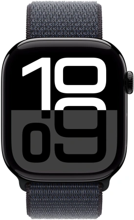 Смарт-часы Apple Watch Series 10 A2999 46мм 2.1" OLED корп.черный Sport Loop рем.черный разм.брасл.:145-220мм (MWWR3LW/A)