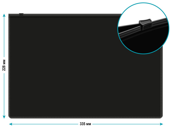 Папка на молнии ZIP Бюрократ -BPM4A2BLCK A4+ полипропилен 0.15мм черный цвет молнии черный