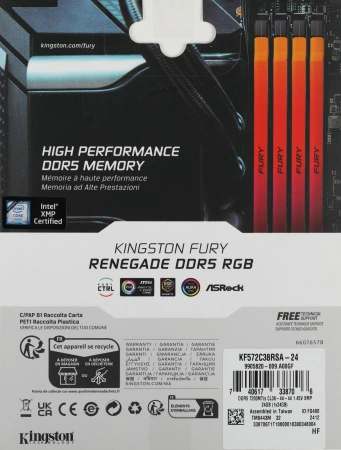 Память DDR5 24GB 7200MHz Kingston KF572C38RSA-24 Fury Renegade RTL PC5-57600 CL38 DIMM 288-pin 1.45В