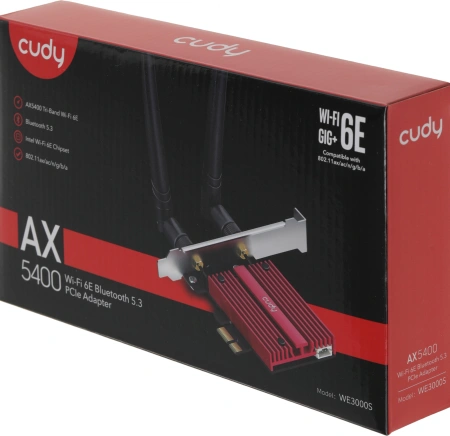 Сетевой адаптер Wi-Fi + Bluetooth Cudy WE3000S АХ5400 PCI Express (ант.внеш.съем) 2ант.