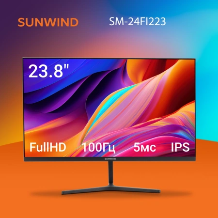 Монитор SunWind 23.8" SM-24FI223 IPS FHD чер 6ms HDMI DP VGA M/M 100Hz 250cd Ex